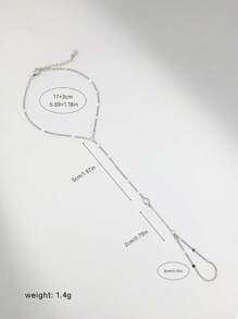 1 件 925 纯银单颗钻石切片戒指手链，金手链，适合女士日常/派对/约会佩戴