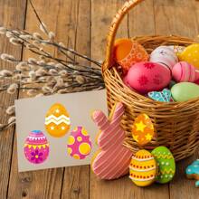 128pcs/8 Sheets Easter Egg Stickers - Cute Easter Eggs, Rabbits, Carrots Self-Adhesive Labels Stickers For Decorating Party Gifts, Easter Snacks, Gift Bags, Cards, Envelopes, Holiday Baskets