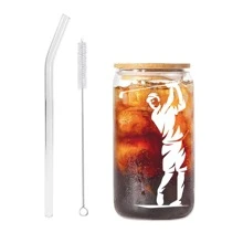 1 件 16 盎司玻璃杯套装，带吸管和清洁刷，送给朋友的有趣礼物，生日，友谊，最好的朋友，幽默礼物，玻璃器皿礼物，可乐杯，咖啡杯，奶茶杯，高硼硅玻璃 - 彩色 - 查看 8