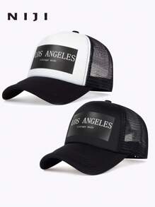 Mũ lưỡi trai vành cong Hippie thời trang, in chữ & Milan, lưới thoáng khí, mũ lưỡi trai thể thao ngoài trời thông thường có thể điều chỉnh, dành cho cả nam và nữ khi đi làm hàng ngày - Nhiều màu - Xem 6