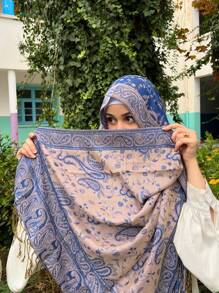 1 件女士波西米亚风格复古佩斯利图案提花围巾，披肩百搭适合日常穿着