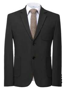 Mens Blazer Suede Jacket Casual 2 Buttons Sport Coat Faux Leather Suit Slim Fit Jacket With Lapel Collar Long Sleeves, Stylish For Business Or Leisure Occasions - 黑色 - 查看 4