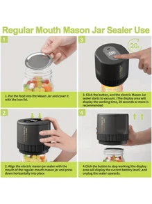 A Set Of Cordless Electric Mason Jar Vacuum Sealers - USB Rechargeable, Suitable For Wide Mouth And Regular Mouth Jars, For Food Storage And Fermentation, Canning Vacuum Sealer