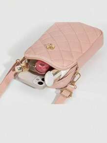 Women's Mini Shoulder Mobile Phone Ringer Shoulder Bag Small Square Purse Phone Wallet Wallet Purse Wallet Phone Bag - Pink - View 4