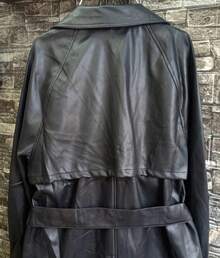 Gabardina de piel moderna pra dama - Negro - Ver 4