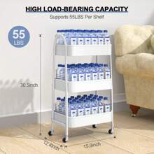 3 层实用滚动推车，带手柄和可锁定轮子的金属储物推车，带网篮的多功能储物整理车，适用于客厅、办公室、车库、TBR 户外装饰