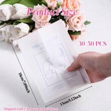 30/50 paquete de sobres de vellum plegados previamente para invitaciones de 5x7, con pegatinas de cera dorada, papel de vellum 5x7 - sobres para invitaciones de boda de 115 g/m², envoltorios transparentes para invitaciones de boda, paquete de tarjetas de regalo