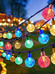 10M 80 Luces LED de colores con bombillas redondas pequeñas para decoración exterior y del jardín - Luces LED impermeables con longitud de 10M, perfectas para decoración de paredes y habitaciones, ideales para entornos festivos de jardín y patio, alimentadas por una caja de baterías (baterías no incluidas)