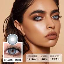 1 副黑灰色隐形眼镜，用于眼部美容眼部化妆品直径 14.5 毫米，年度使用隐形眼镜万圣节服装角色扮演 - 藍色 - 查看 3
