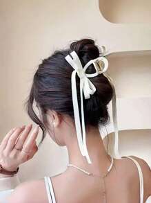 1pc Women's Elegant Bowknot Chiffon Hair Clip, Fashion Butterfly Barrette For Buns, Sophisticated Ballerina Inspired Hair Accessory For Holiday Party, Daily Outfit