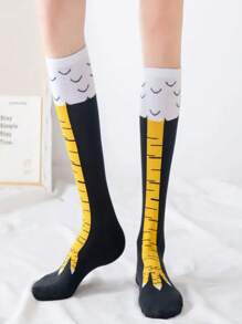 1 par de Calcetines con diseño de pata de pollo divertido, transpirables y de longitud crew delgada para hombres en primavera/otoño, calcetines finos y adelgazantes para mujeres en deportes y fitness