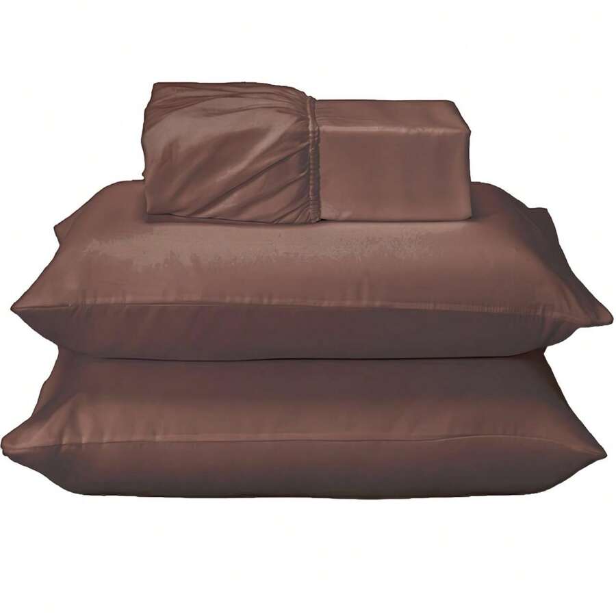 400 Thread Count Sheet Set With Elastic Band Standard Hotel Single Double Queen King - TOBACCO - View 1