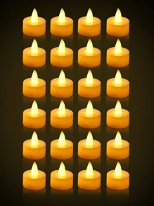 6/12/24 件 LED 电子茶灯，电池供电无焰蜡烛，茶灯蜡烛灯浪漫蜡烛灯适合生日派对、婚礼装饰 - 暖白光 - 查看 11