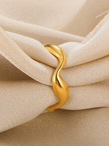 1 pieza Anillo abierto de acero inoxidable de unicolor simple, unisex