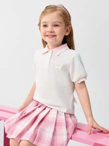 Balabala 女孩短袖Polo衫，Sweet Summer Baby Tee，2025新品上市 - 本白 - 查看 2