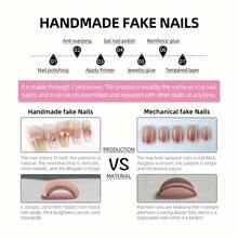 10pcs Short Trapezoidal Handmade Wearable Nails, High-End Elegant Nails, Color Nails, Colorful, Detachable And Reusable, Includes 1pc Glue And 1pc Nail File, Suitable Daily Life, Work, School, Dates, Parties, And Proms. - M - 查看 6