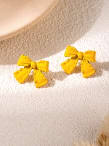 1 Pair Fashionable Lovely Chic Bowknot Design Earrings, Versatile High-End Elegant Ear Studs For Women