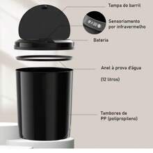 Lixeira Inteligente Automática Modo Sensor Infravermelho - Preto - Visão 4
