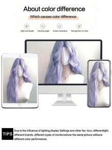 KATHARINE（不含配饰）26 英寸长 U 型蕾丝合成耐热假发，波浪梦幻紫色假发，由纤维制成，适合日常使用万圣节派对 - 紫色 - 查看 8