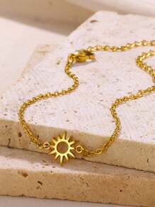 1PC Stainless Steel Sun Hollow Anklet For Women Girls Minimalist Fashion Waterproof Foot Chain Jewelry Beach Party Gift Sunflower Anklets
