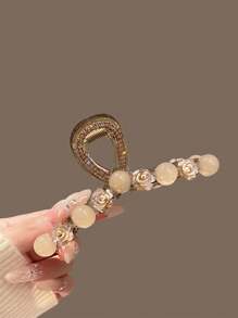 1pc/2pcs Women Retro Camellia Flower Hair Claws, Elegant Floral Large Hair Claw, Niche Hair Accessories Claw Clips Hair Clips Hair Jaw Clip Hair Clamps Hair Clutch Hair Catcher Clip Fall Winter For Vacation Outfits Woman - Multicolor - View 9