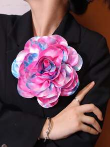1pc Minimalist Colorful Tie Dye Fabric Flower Brooch, Random Color Dramatic Elegant Big Floral Decor Pin Dress Accessories Pin For Clothes Bag Charm