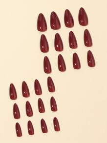 Cherry Red Press On Nails Medium Almond, Handmade Jelly Soft Gel Dark Red Glue On Nails Stiletto, Burgundy Emo Fake Nails Short Oval, Reusable Acrylic Stick On False Nails Kit For Women