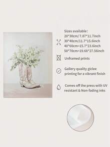 1 件乡村风牛仔靴配花、无框帆布墙面艺术印刷品、中性花卉西部育儿室装饰、沿海女牛仔美学海报、波西米亚宿舍、有趣而异想天开的创意帆布墙面装饰，适用于家庭卧室厨房客厅浴室、咖啡厅办公室卫生间 - 彩色 - 查看 7