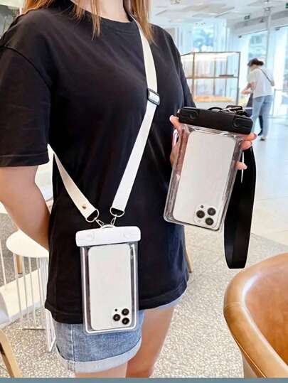 1/2个通用防水夜光手机袋，触屏游泳潜水手机壳，可用作水下相机手机壳，便携式旅行手机包，带可调节挂绳