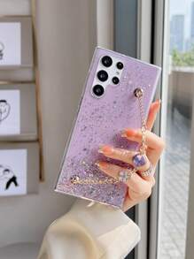 1pc Epoxy Starry Sky Rhinestone Bracelet Phone Case Compatible With Galaxy S22 Ultra S23 Ultra S24 Ultra 5G, Compatible With IPhone 11 12 13 14 15 Pro Max 16 Plus