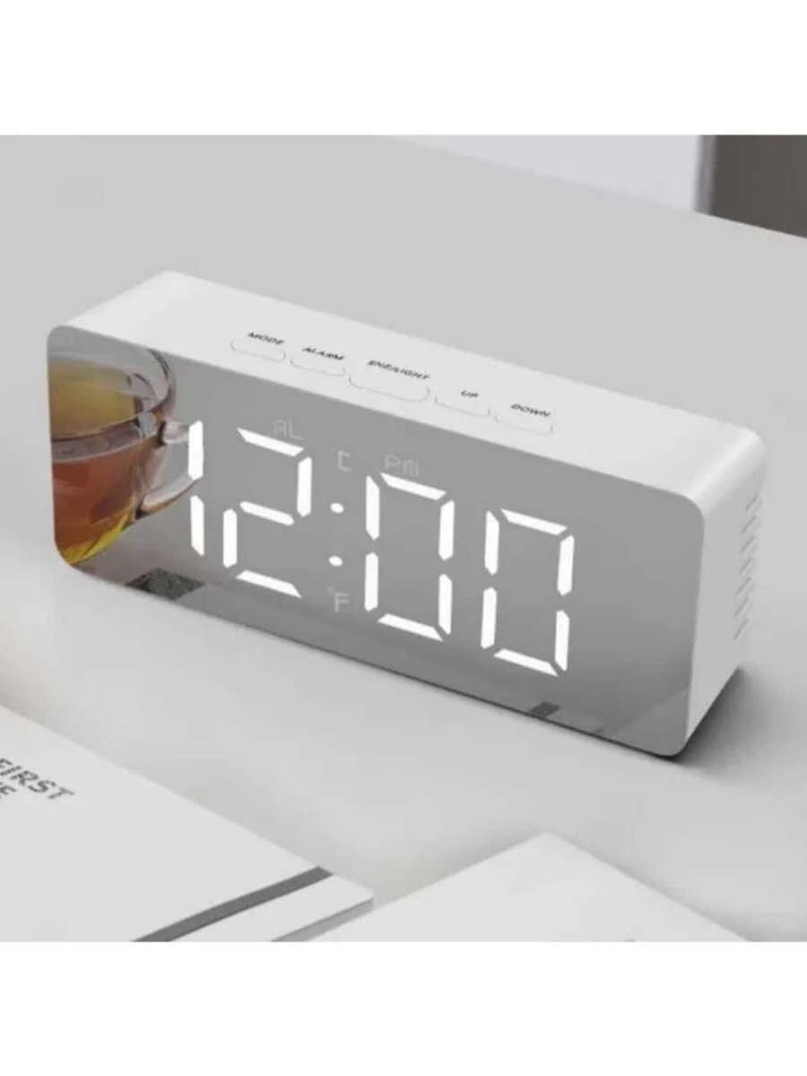 Creative Espejo Led Digital Reloj - Plateado - Ver 1