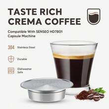 iCafilas Reusable Coffee Capsule Refillable Espresso Maker Pods Rechargeable Coffee Filters For Senseo HD7801 Machine Back To School - 1 Capsule - View 2
