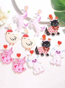1 Cặp bông tai thả nhẹ hình mèo hoạt hình bằng acrylic dễ thương, kỳ lân, gà, bò, chó xù, thích hợp cho phụ nữ đeo hàng ngày hoặc làm quà tặng - Hoa tai động vật - Xem 4