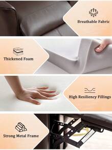 63.4" RV Loveseat Recliner Sofa, PU Leather Double Seat Manual Recliner Couch With 2 Cup Holders And Storage Console Recliner, Home Theater Seating - Rustic Brown - View 5