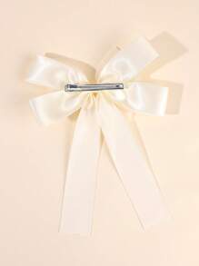 1 件装优雅丝带发饰女士多层蝴蝶结鳄鱼夹配珍珠纯色发夹婚礼度假女孩发夹弹簧发夹儿童发饰