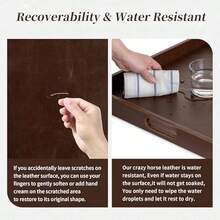 Hanobe Ottoman Serving Tray Large: 20'' Decorative Trays With Handles - Leather Coffee Table Decor For Extra Big Counter Home Living Room - Oversized - Brown1 - View 6