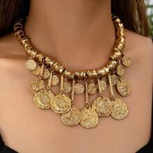 1 Pc Novo Estilo Vintage Europeu e Americano Assimétrico Metal Pingente Colar, Jóias de Alta Qualidade Para Mulheres - colar - Ver 10