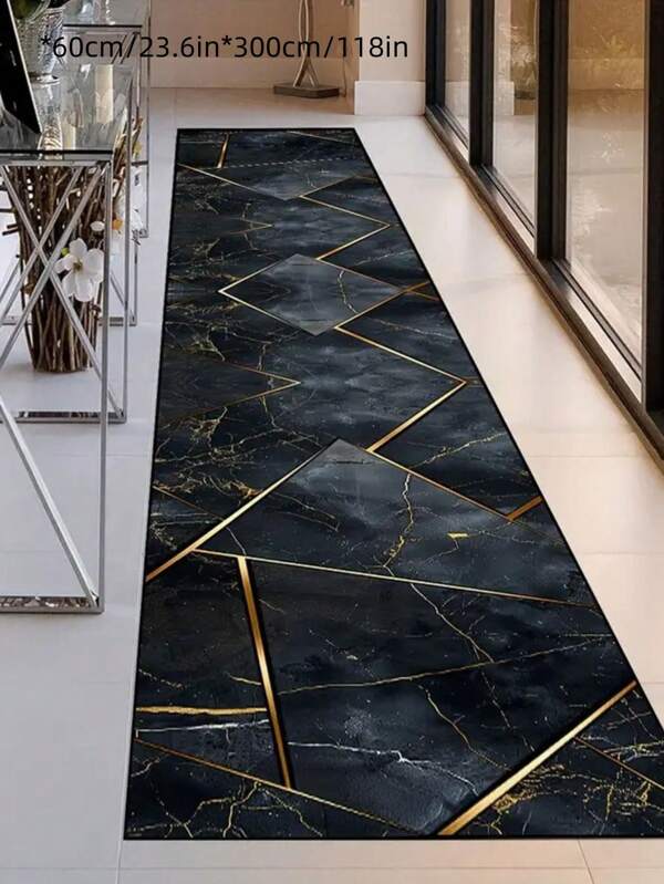 1 pieza Alfombra de pasillo moderno súper larga, 100% poliéster, lavable a máquina, antideslizante, resistente a las manchas, tejida, adecuada para áreas de alto tráfico, sala de estar, dormitorio, oficina en casa, cocina, decoración de habitaciones, hecha a máquina