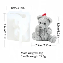 3D Father &Mother &Son Teddy Bear Candle Silicone Mold DIY Cute Bear Mold For Candle Plaster Resin Clay Making, Home Ornaments Party Decoration - White - View 12
