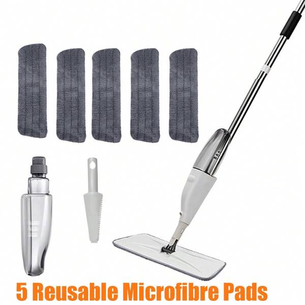 Spray Mop For Floor Cleaning 5 Reusable Microfibre Pads W/Water Bottle Tank