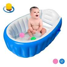 HuaTnag Bañera Inflable Para Bebés Portátil Tina Plegable Con Bomba Color (Azul,Rosa)