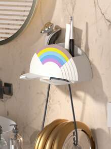 1pc Wall Mounted Hair Dryer Rack, Storage Rack, Hands-Free Hair Dryer Hanger, Bathroom Hair Dryer Storage Rack - Multicolor - View 5