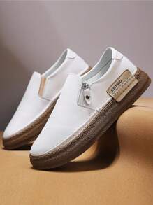 Men's Casual Loafers, 2025 Spring Soft Outsole Soft Material Lightweight Comfortable Men's Shoes, Low-Top Round Toe Side Zipper Thick-Sole Fashionable Versatile Men's Shoes, PU Leather Waterproof Oil-Resistant Fisherman Shoes For Men