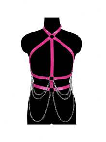 Adjustable Punk Style Leather Body Chain, Waist Belt, Belly Chain, Suitable For Women And Girls, Party Accessories - A - View 8