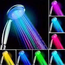 [1 LED Light Shower Head] 1pc LED Light Shower Head, Colorful Temperature Control Light Shower Head, Bathroom Accessories, For Bathroom Bathroom Accessories, Shower Head - Bạc - Xem 3