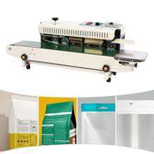 FR-900 Horizontal Automatic Continuous Sealing Machine, 500W Plastic Bag Sealer With Adjustable Conveyor Belt, 0-12m/Min Sealing Speed, Max.300°C Temperature