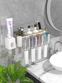 牙刷架，创意收纳架，随机杯子颜色-适用于牙刷和漱口杯壁挂式浴室收纳架