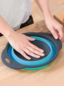 1pc Foldable Strainer Basket, Large/Small, Convenient Home Tool For Kitchen And Dining Room Vegetable And Fruit Cleaning, Quick Drainage - Multicolor - View 4