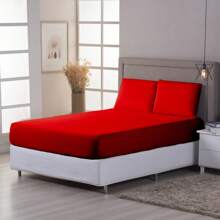 400 Thread Count Sheet Set With Elastic Band Standard Hotel Single Double Queen King - Đỏ - Xem 2