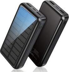 Cargador portátil SOXONO - Cargador solar de 30 000 mAh, 2 puertos USB, panel de alta velocidad, batería externa para teléfono, Android y más - Negro - Ver 2